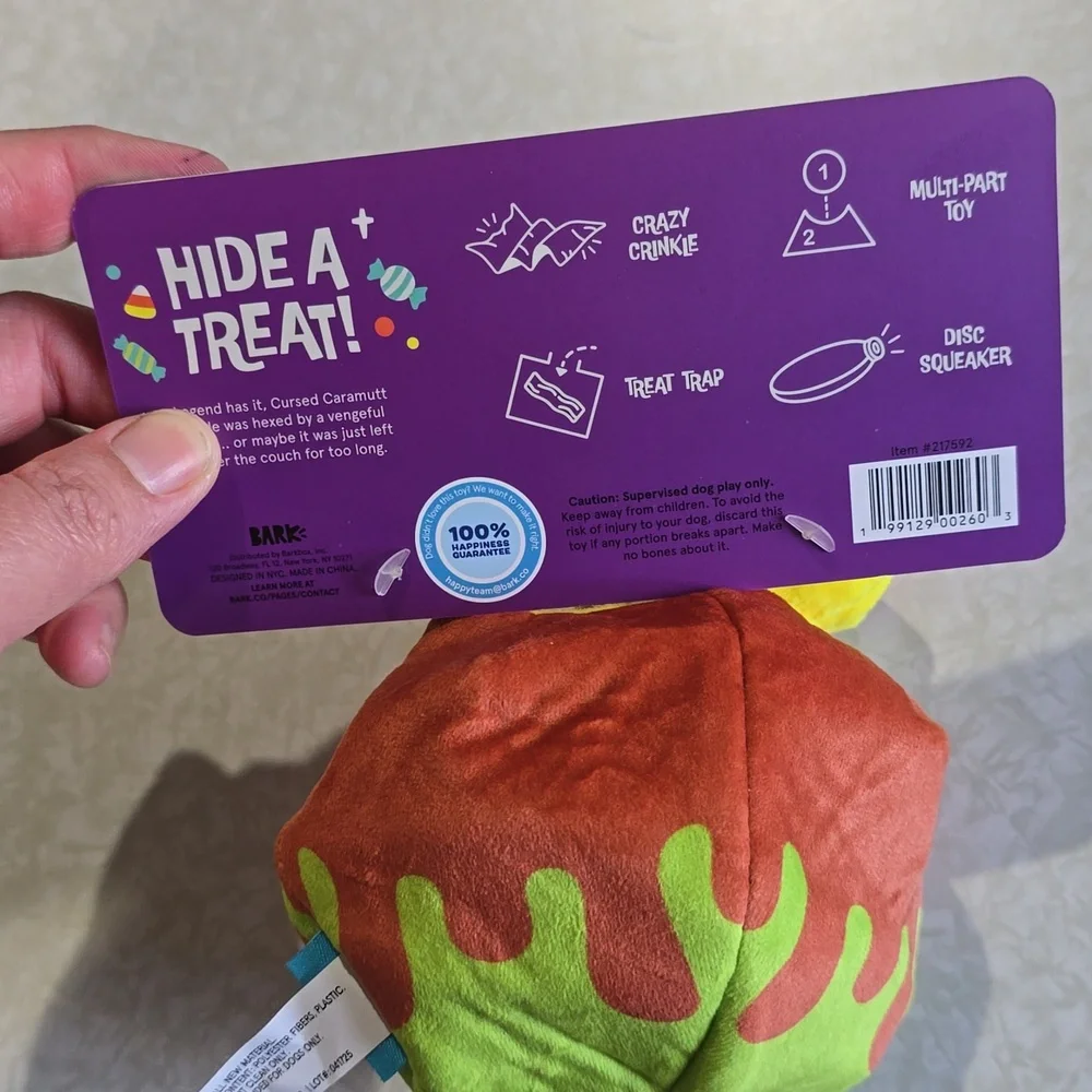 Bark Orange and Green Cursed‎ Caramel Mutt Dog Toy NWT Size Small 0-20 Pounds
